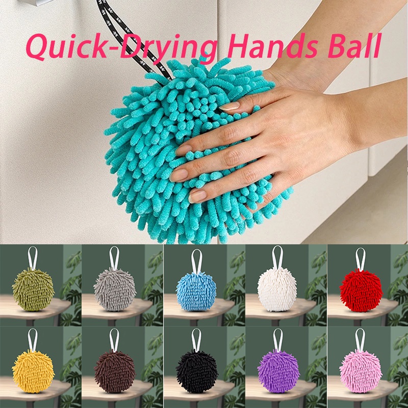 Cute Hand Towel Kitchen Towels Bathroom Soft Plush Chenille Hanging Towel  Quick-Drying Towel for Dry Hands Ball Towels for Hand