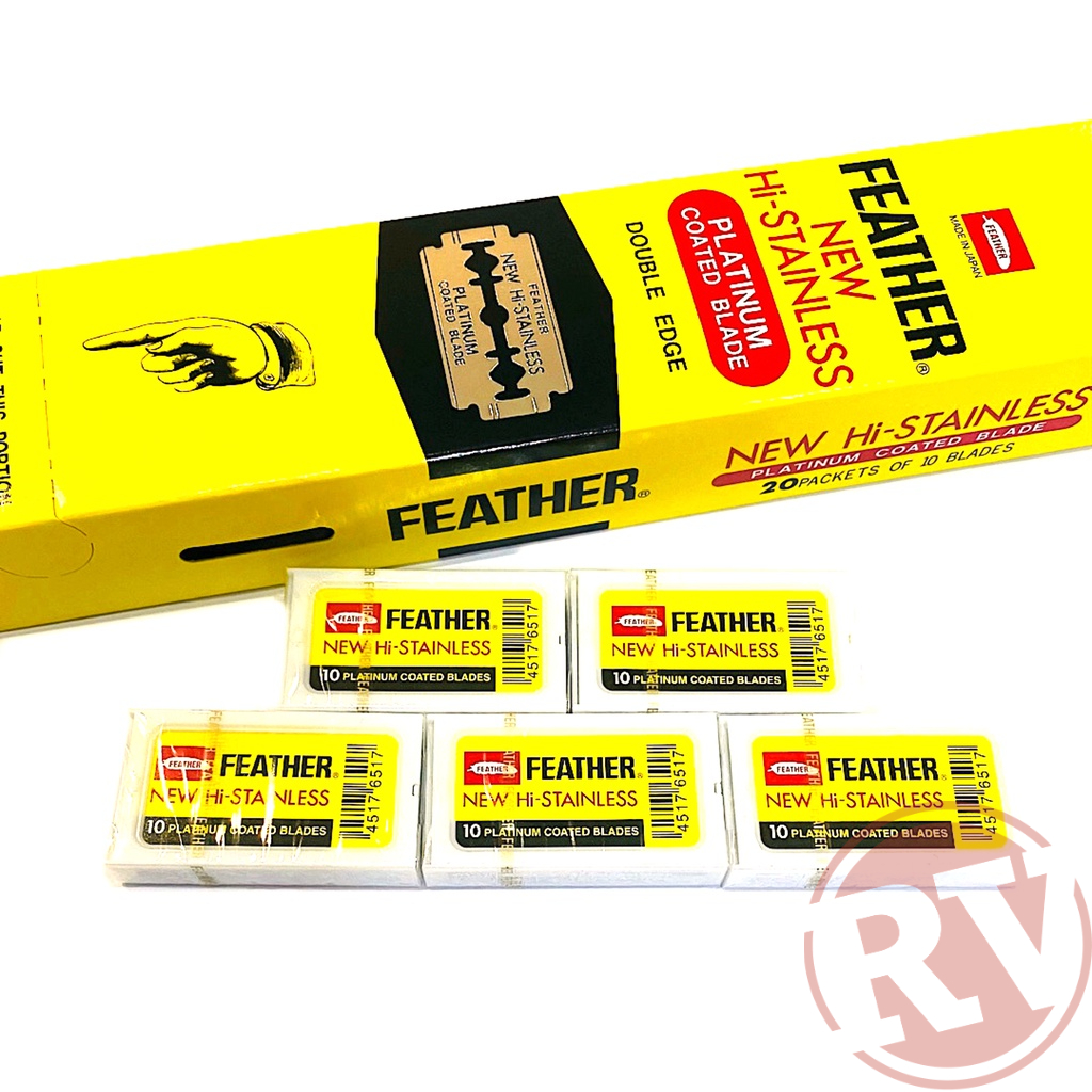 Feather (Yellow Label) NEW Hi-Stainless Double Edge Safety Razor Blades ...