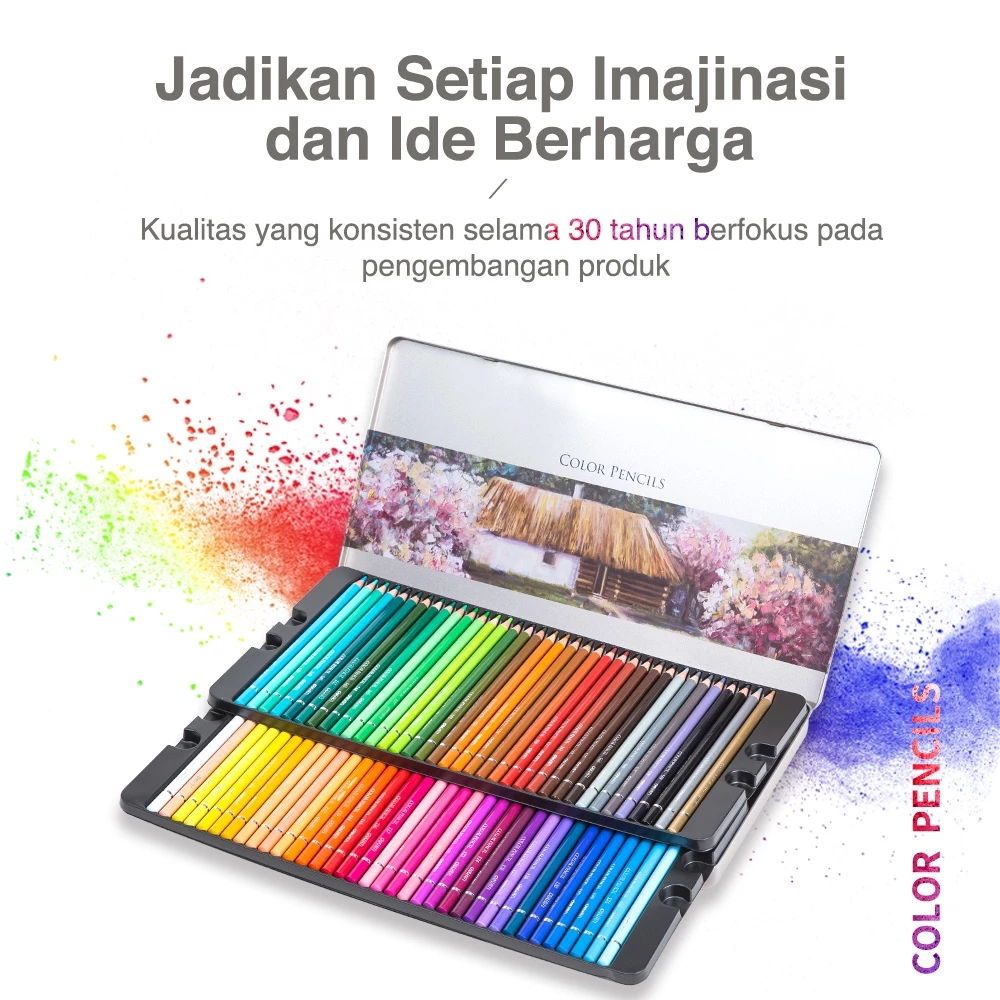 Deli High-grade Oil Pencil Color Pensil Warna Minyak 48/72 Warna 6567 6568 - Gambar 2