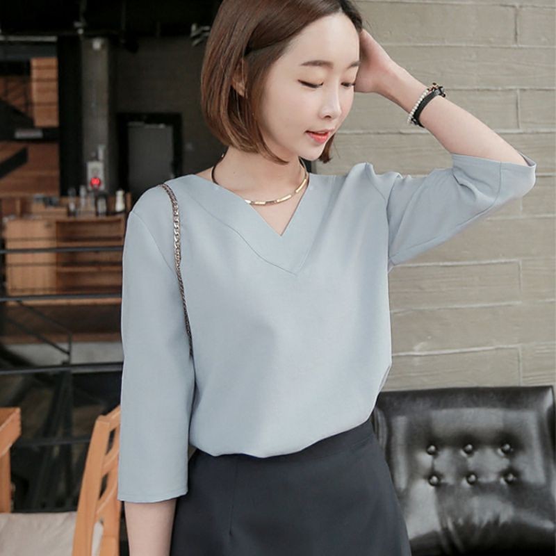 Summer Chiffon Blouse Women Office Top Work Shirts Clothing Korean
