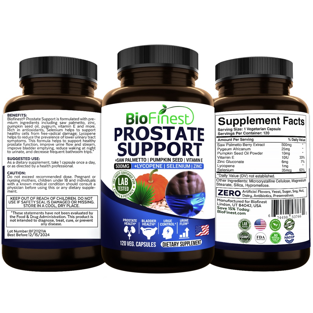 Biofinest Prostate Bladder Support Men Saw Palmetto Lycopene Pumpkin