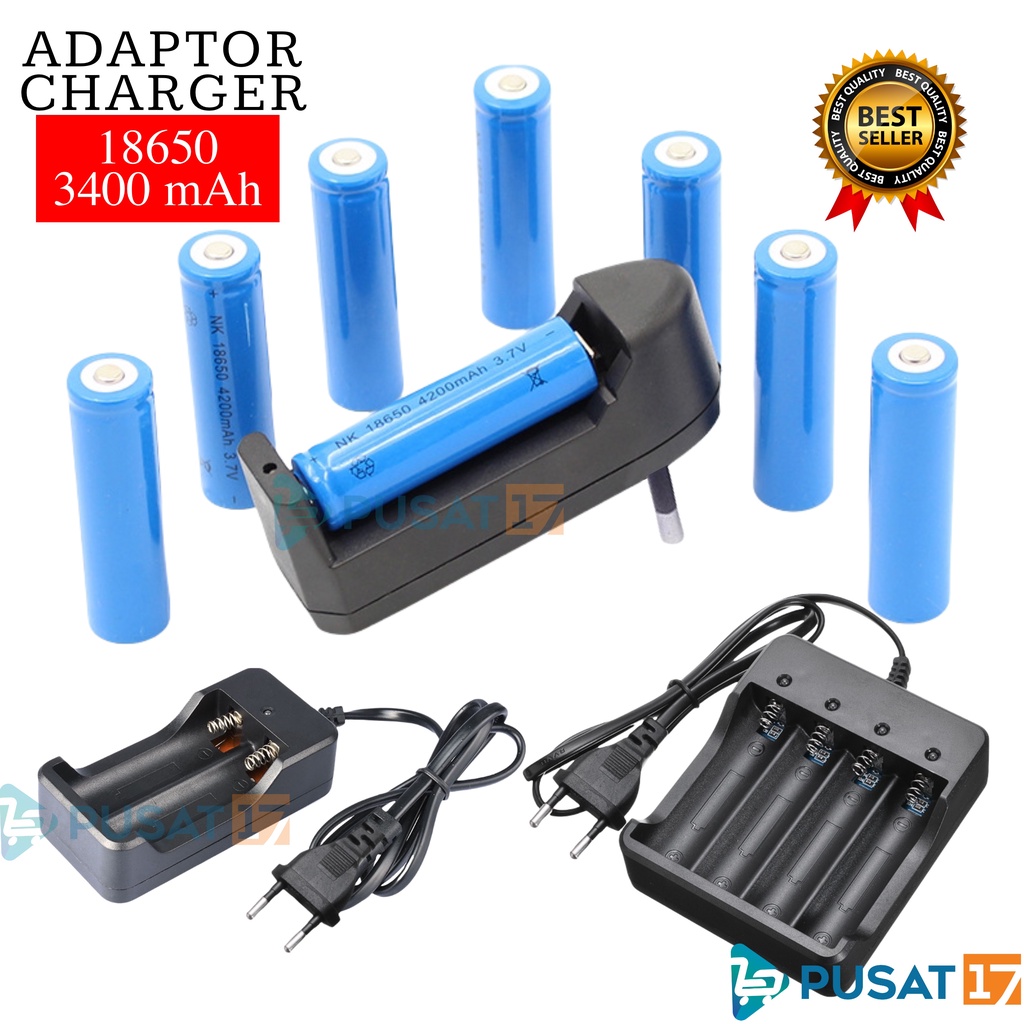 PUSAT17 BATERAI CAS 18650 1200mAh 3.7 VOLT / BATRE CAS UNIVERSAL / BATTERY RECHARGEABLE CHARGER DESKTOP 1 SLOT 2 SLOT 4 SLOT