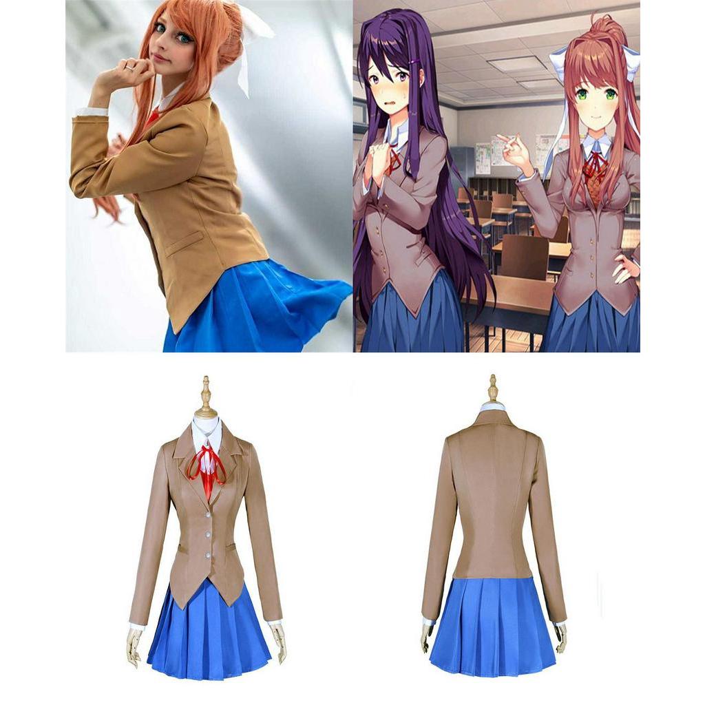 Sayori Natsuki Yuri Monika Outfit School Uniform Dress Cosplay Set Full