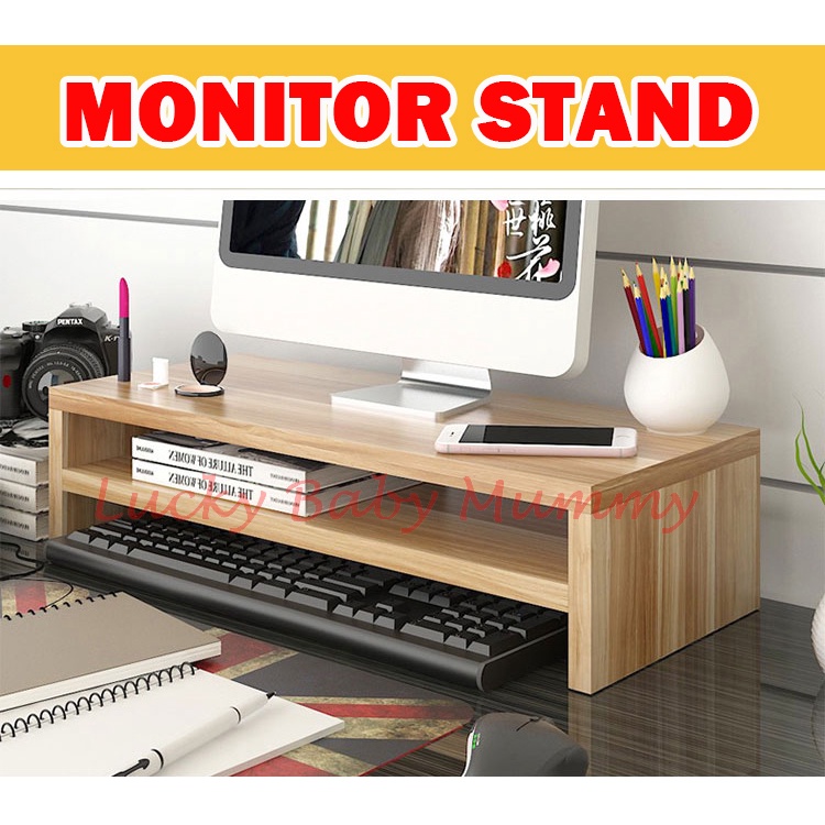 Wooden Monitor stand Rack/ Laptop Stand Shopee Singapore