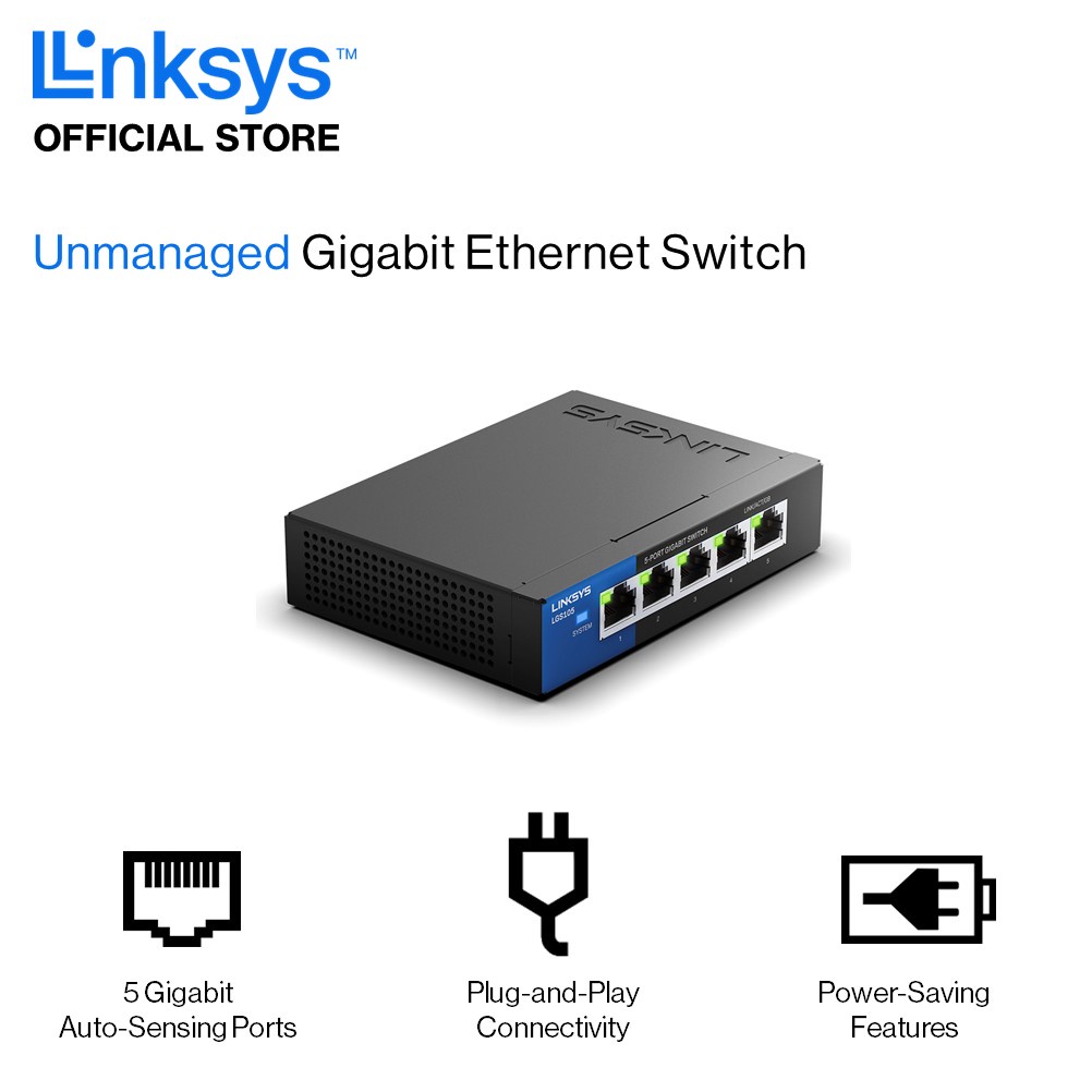 Linksys LGS105-AP 5-Port Business Desktop Gigabit Switch | Shopee Singapore