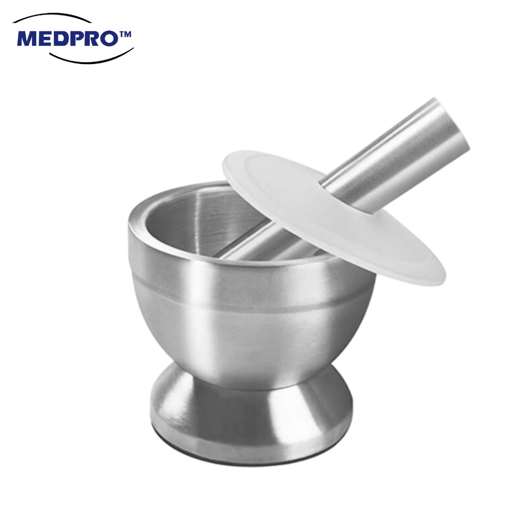 304 Stainless Steel Mortar & Pestle with Cover Medicine Crusher