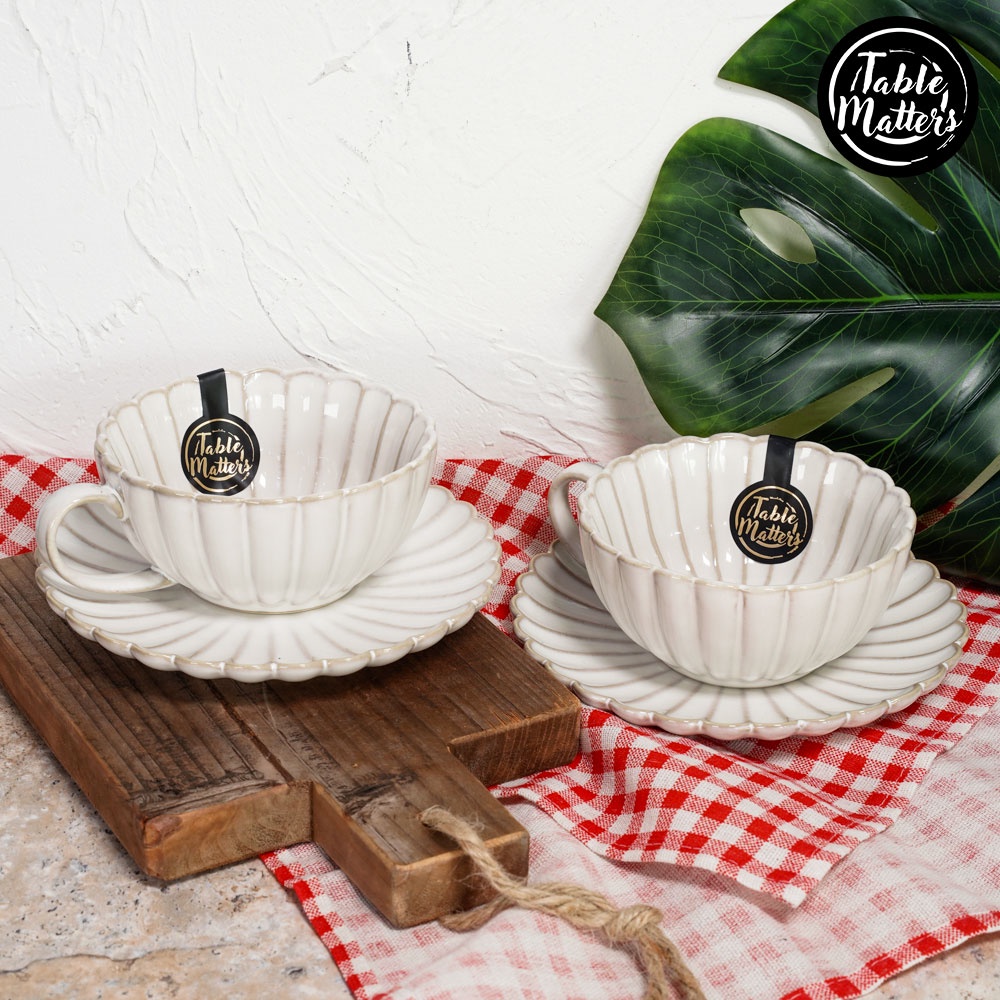 [Buy 1 Free 1] Table Matters White Scallop Tea Cup and Saucer