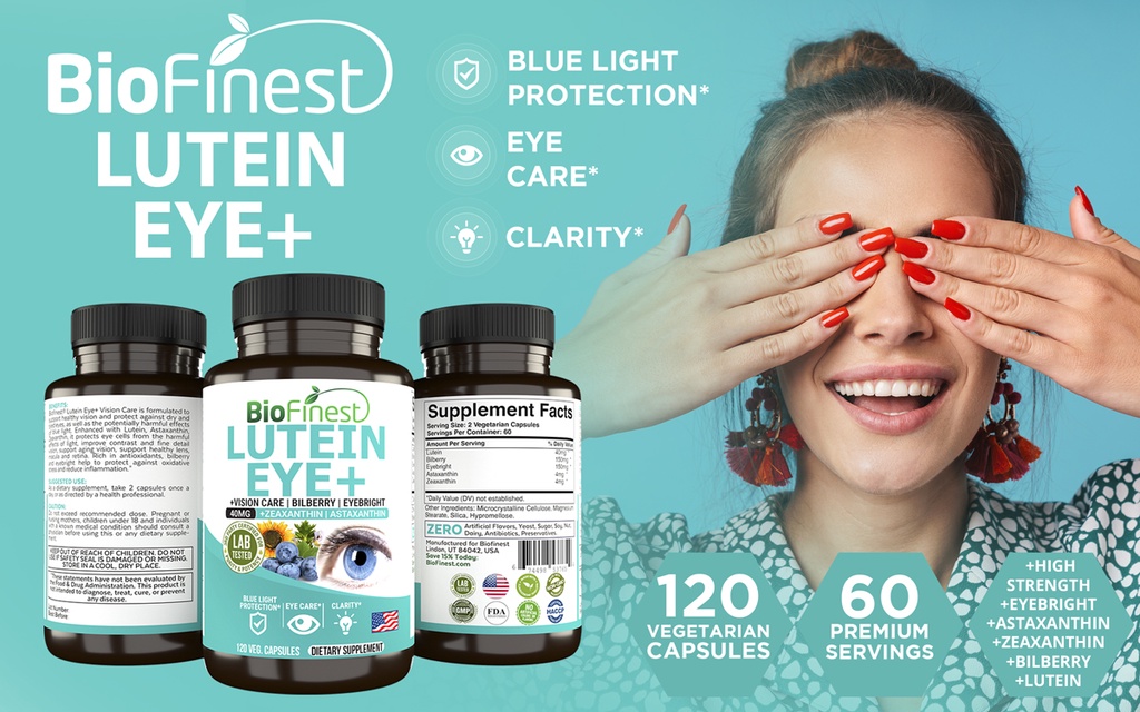 [Bundle of 3] Biofinest Lutein Eye+ Vitamin Bilberry Supplement Retina Eye Lens Health Night