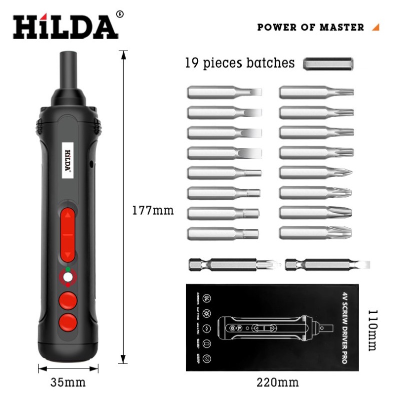 2023 NEW Home Cordless Screwdriver Mini Electric Screwdriver Electric Drill with LED Light + 19pcs Screwdriver Bits