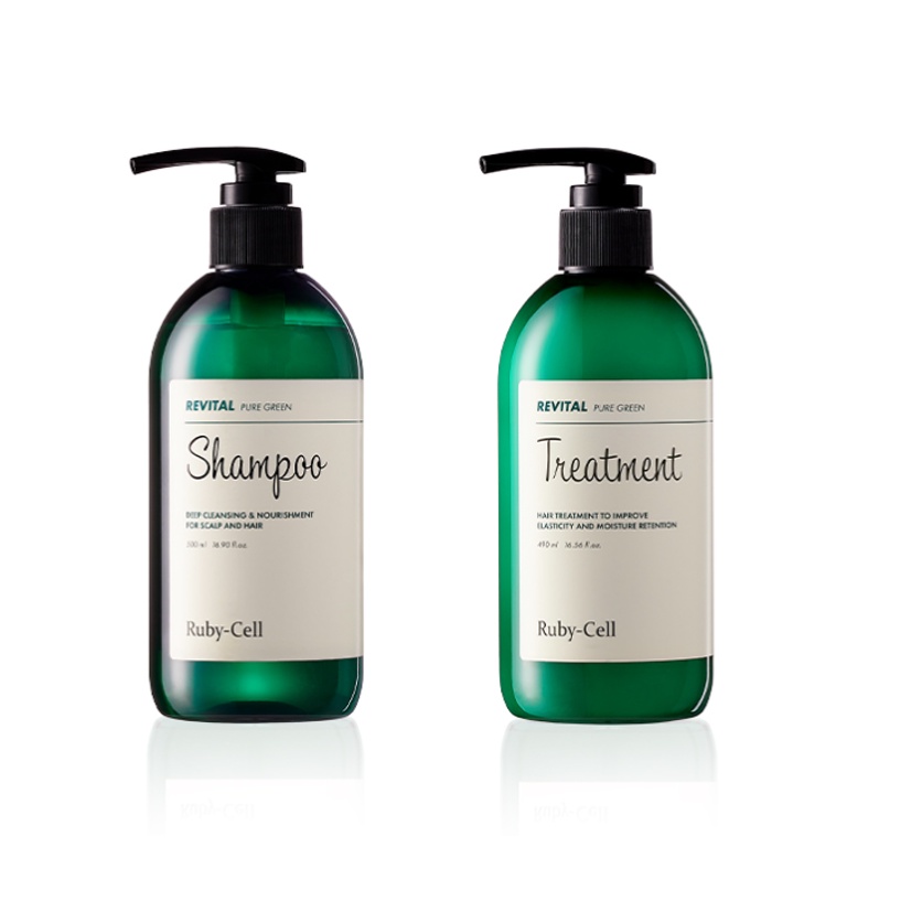 [ RUBY - CELL ] REVITAL PURE GREEN 4U intensive / #1 Hair SHAMPOO / #2 ...