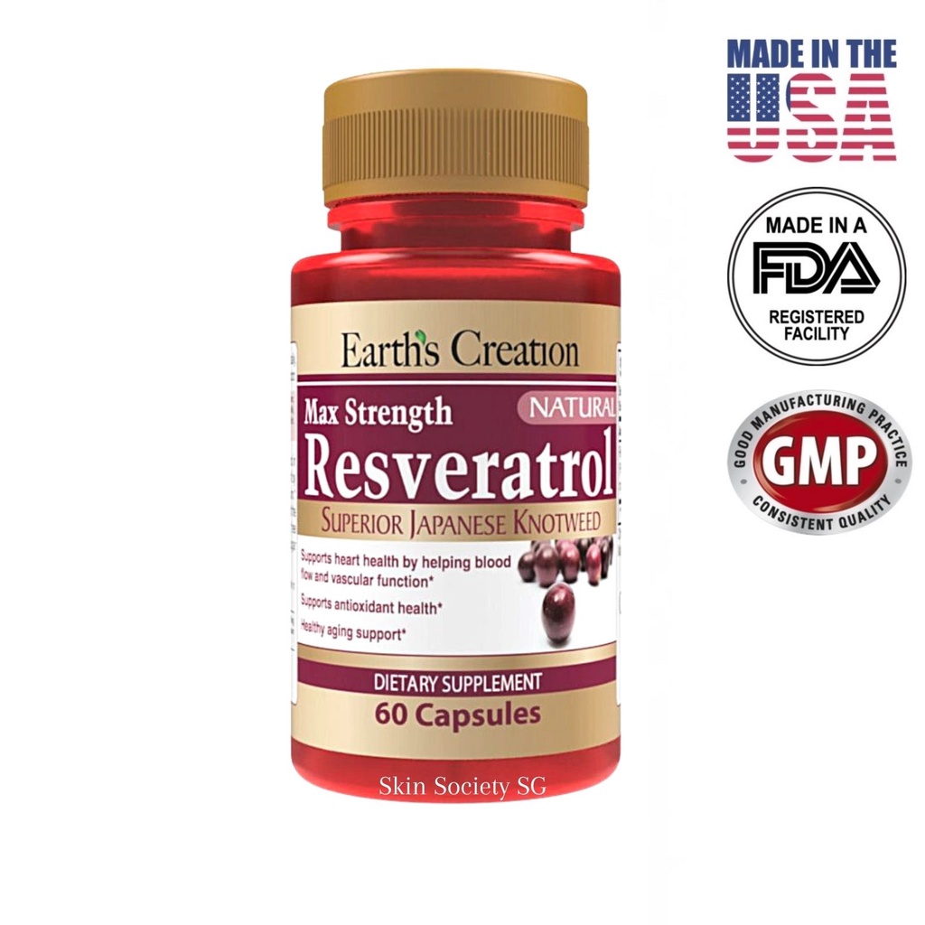 Earths Creation Resveratrol 500mg Support Sugar Metabolism 60 Capsules Shopee Singapore 