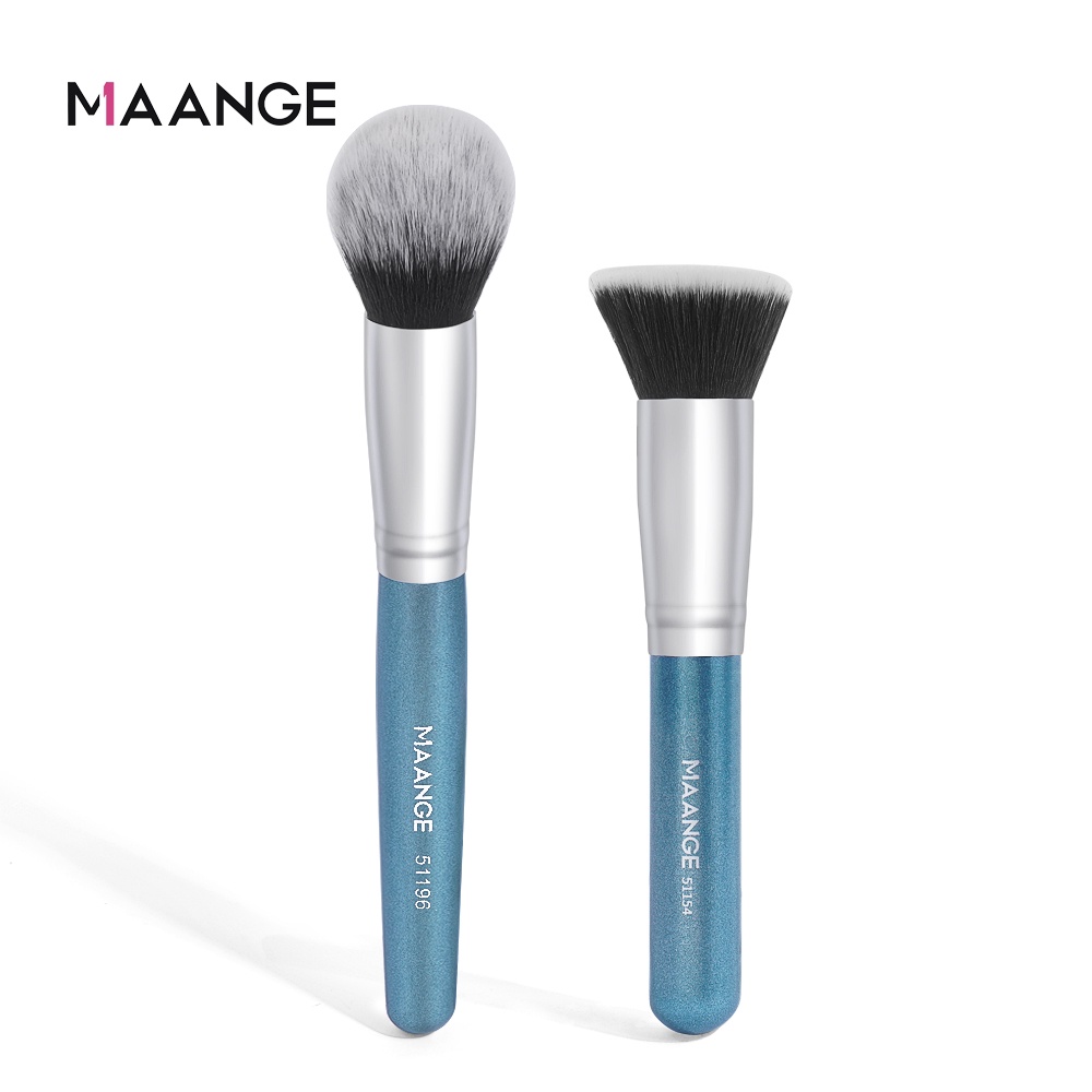 Maange 2pcs Make Up Brush Set Blue