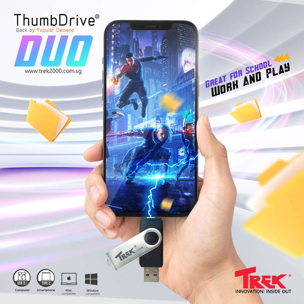 TREK TD Duo Thumbdrive™ Dual Drive USB 3.1 Type-C Flash Drive - 32GB ...