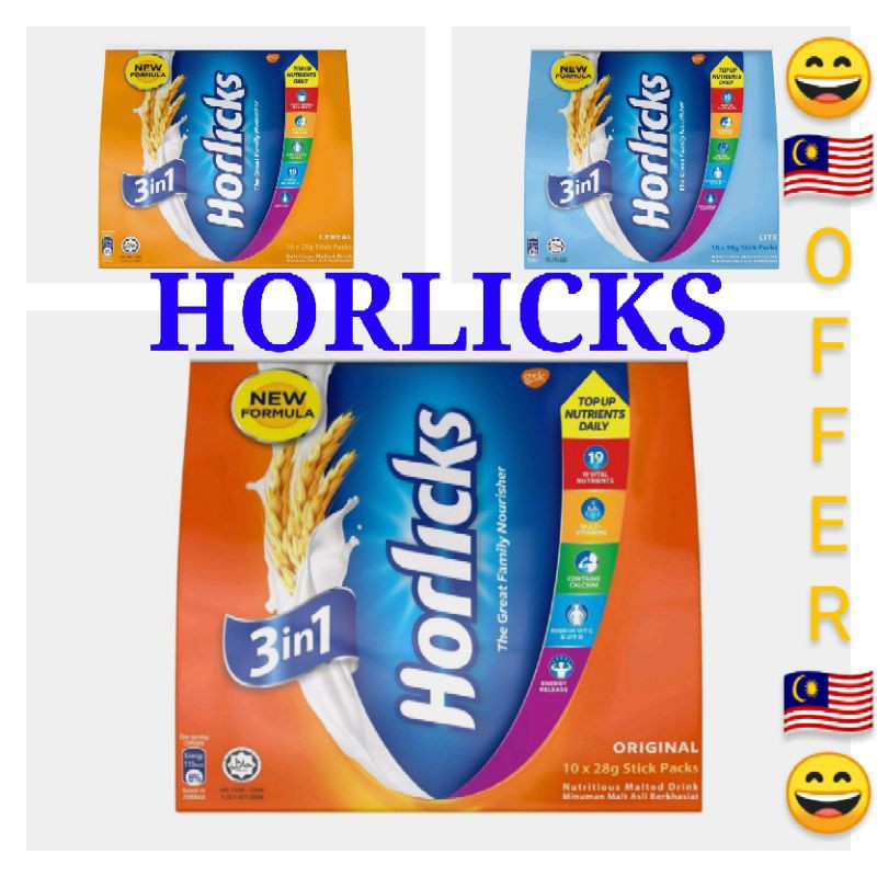 Horlicks 3 in 1 Lite Cereal 10s 28g 32g | Shopee Singapore