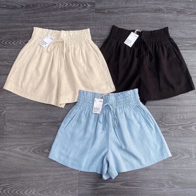 Shorts Ribbed spandex linens with laces in widelegged women's shorts