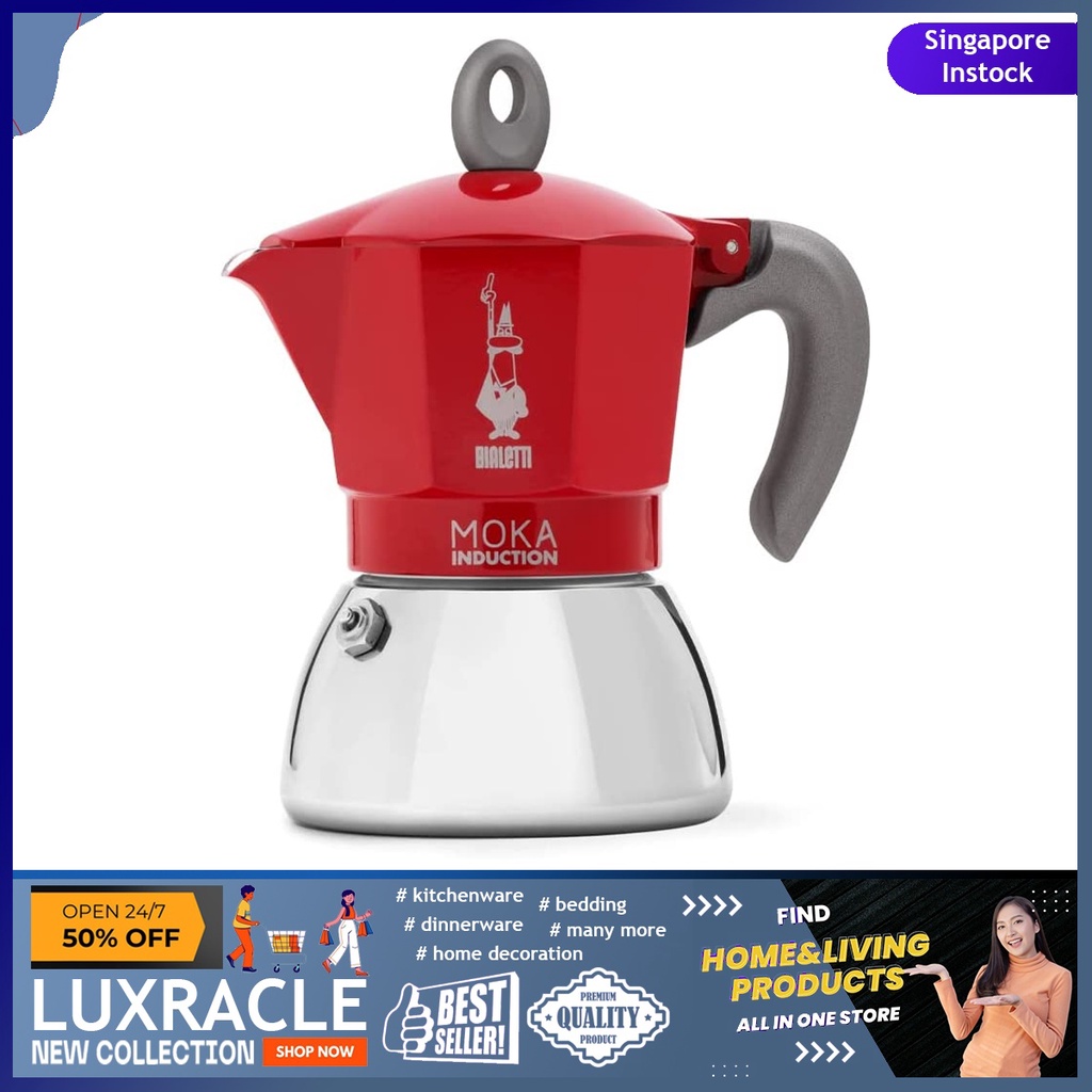 Moka Induction Coffee Maker 6 Red Cups BIALETTI