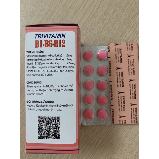 Trivitamin 3B box of 100 tablets - vitamin B1- B6 - B12 - Chika ...