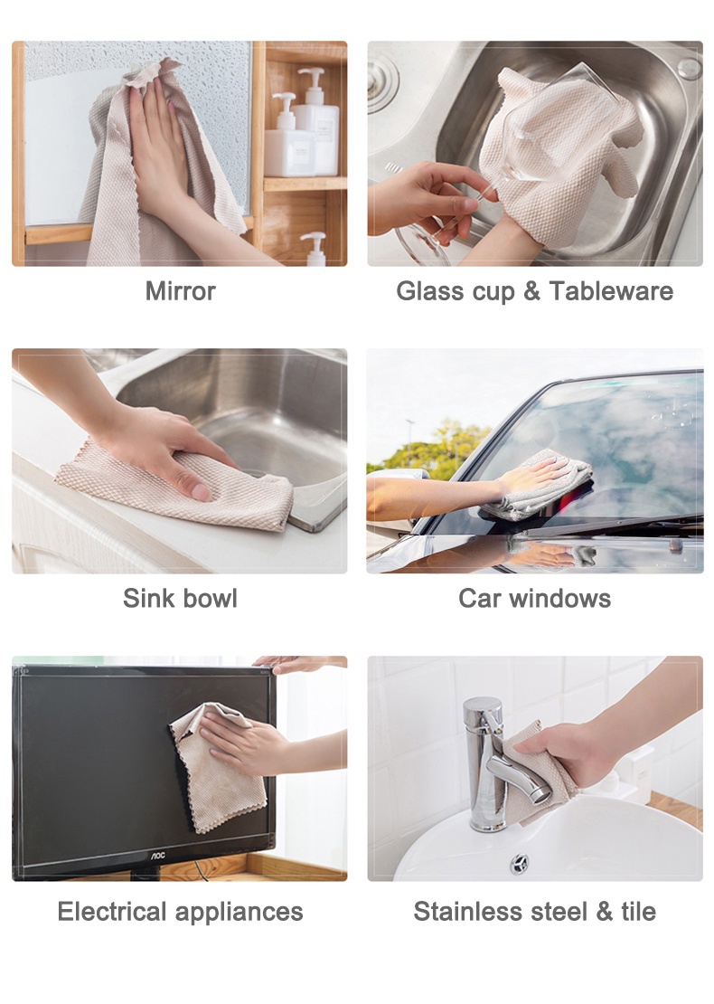 10 Pcs/Set Kitchen Towel Cleaning Cloth For Window Glass Car Floor Rags ...