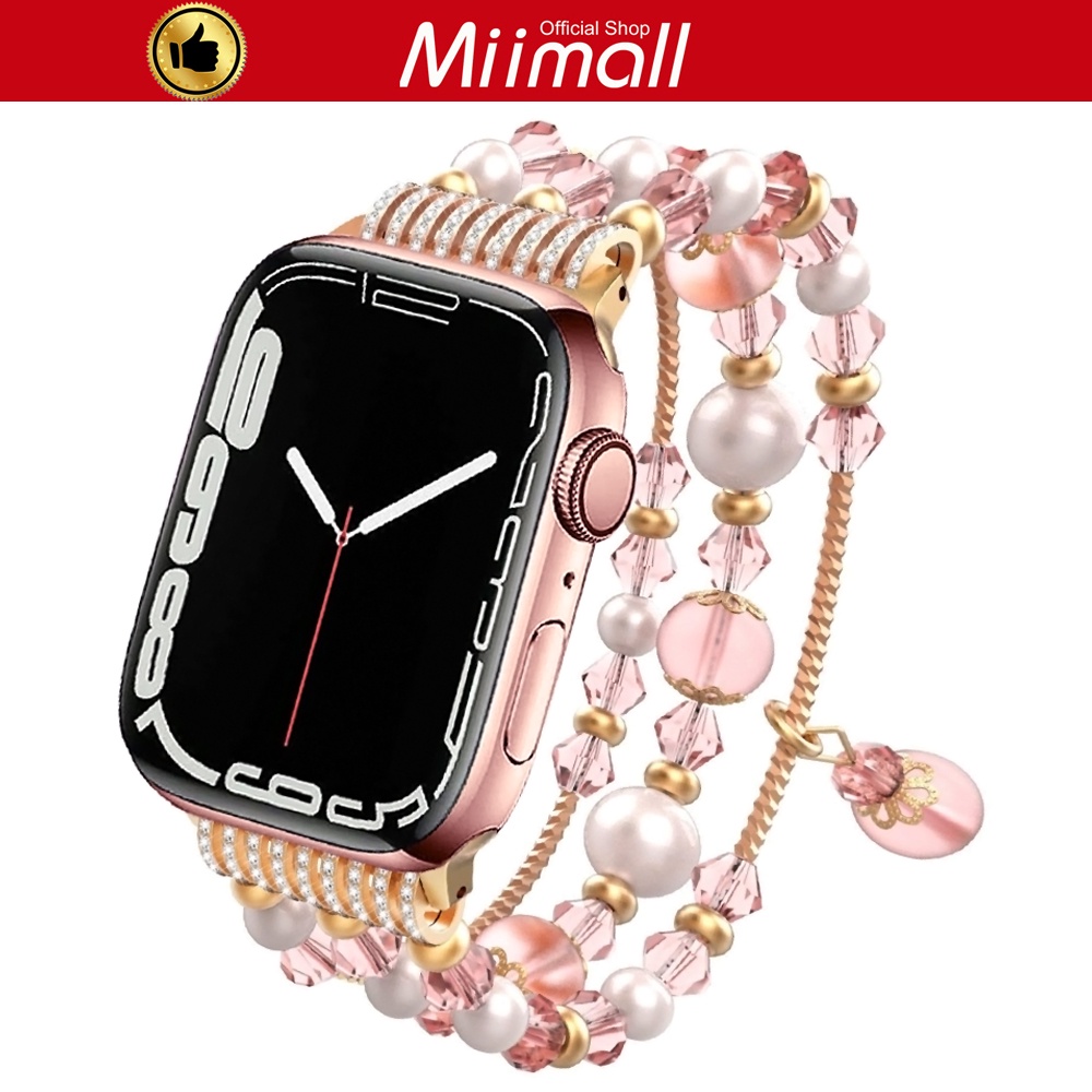 Miimall Compatible with Smart Watch Series 7 6 5 SE 3 2 1 Bnad 41mm 45mm 44mm 42mm 38mm 42mm Bracelet Band Beaded Watch Straps for iWatch Shopee Singapore