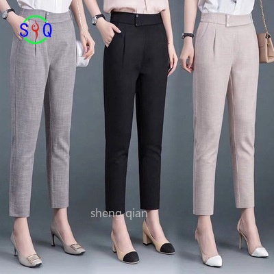 Womens Fashion High Waist Office Straight Pants Casual Loose Wide Legs  Trousers