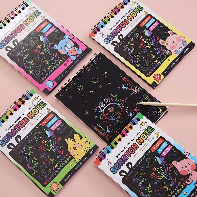(?? Local seller) Kids Scratch Rainbow ? notebook scratch pad scratch note Scratch Art Paper Magic Scratch