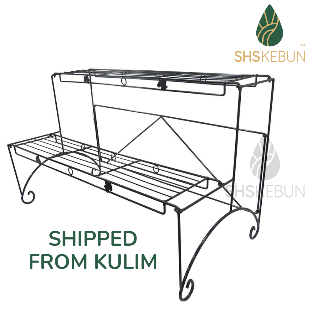 Baba 2-tier Iron Stand for Garden Rack Flower Pot Plants Rack Outdoor ...