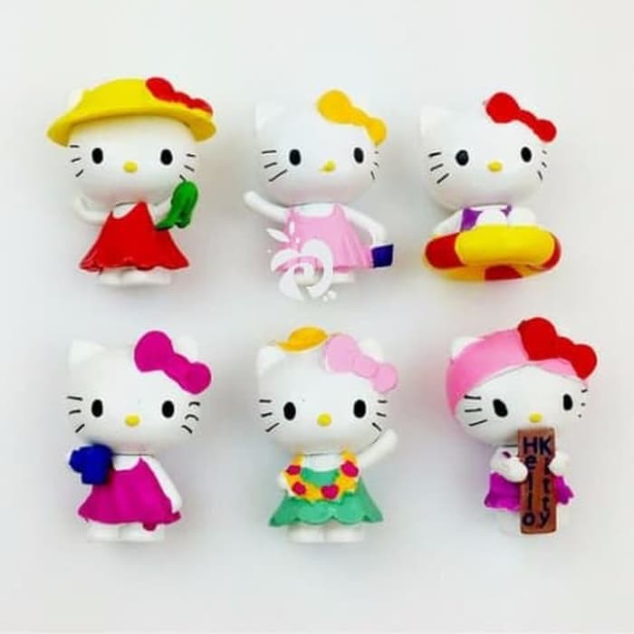 Hello Kitty Hawaii cake topper cake figure Set Of 6 Display Toys ...