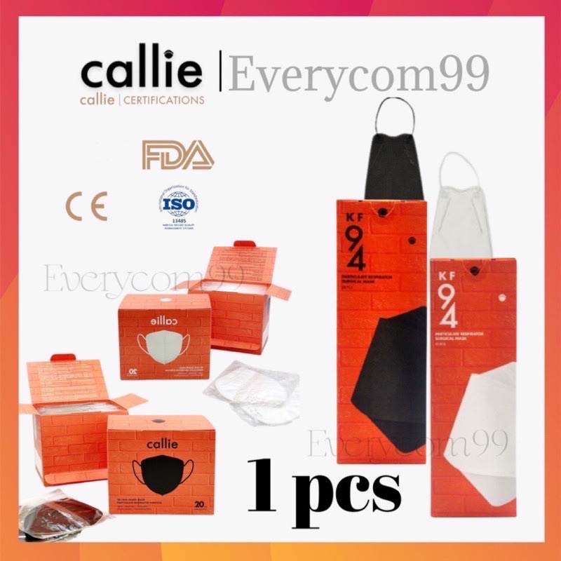 Callie BW 3D Respirator /KF94 Surgical Mask - White/Black (1pcs ...