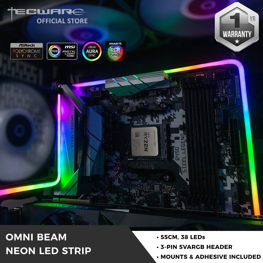 Tecware Omni Beam Neon Flexible LED Strip 5V ARGB 3PIN 55cm | Shopee ...