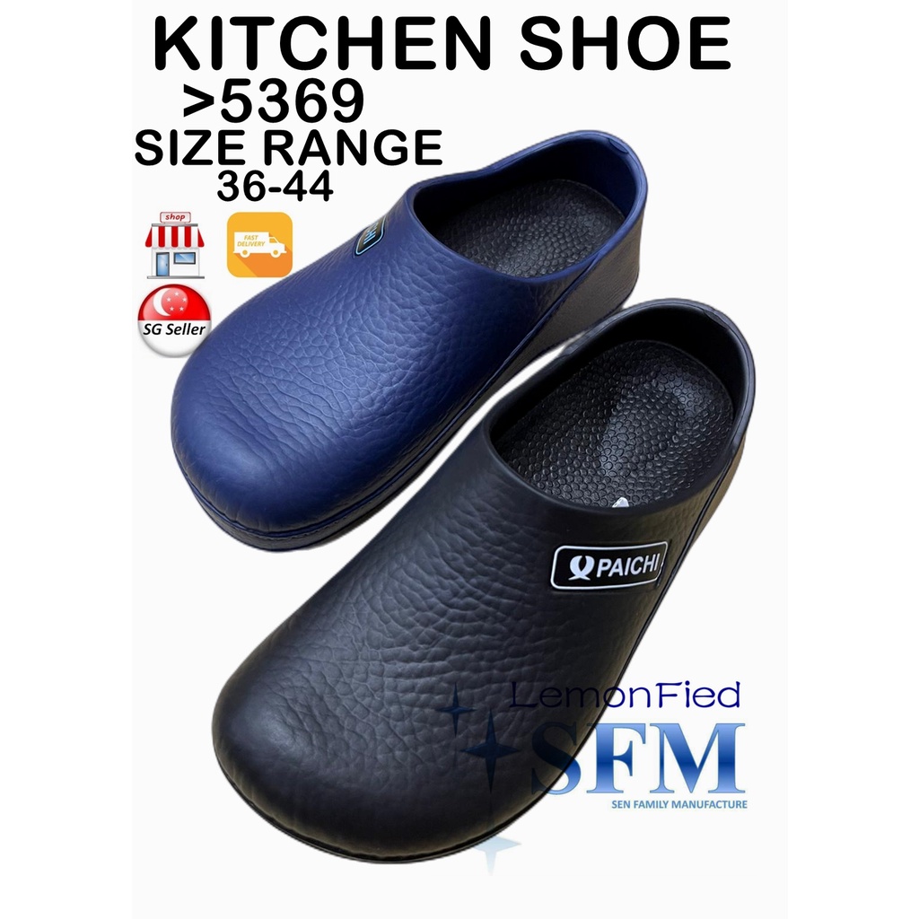 Kitchen Shoe P 5369 Size 36 - 44 Made In Taiwan Black slipper SG