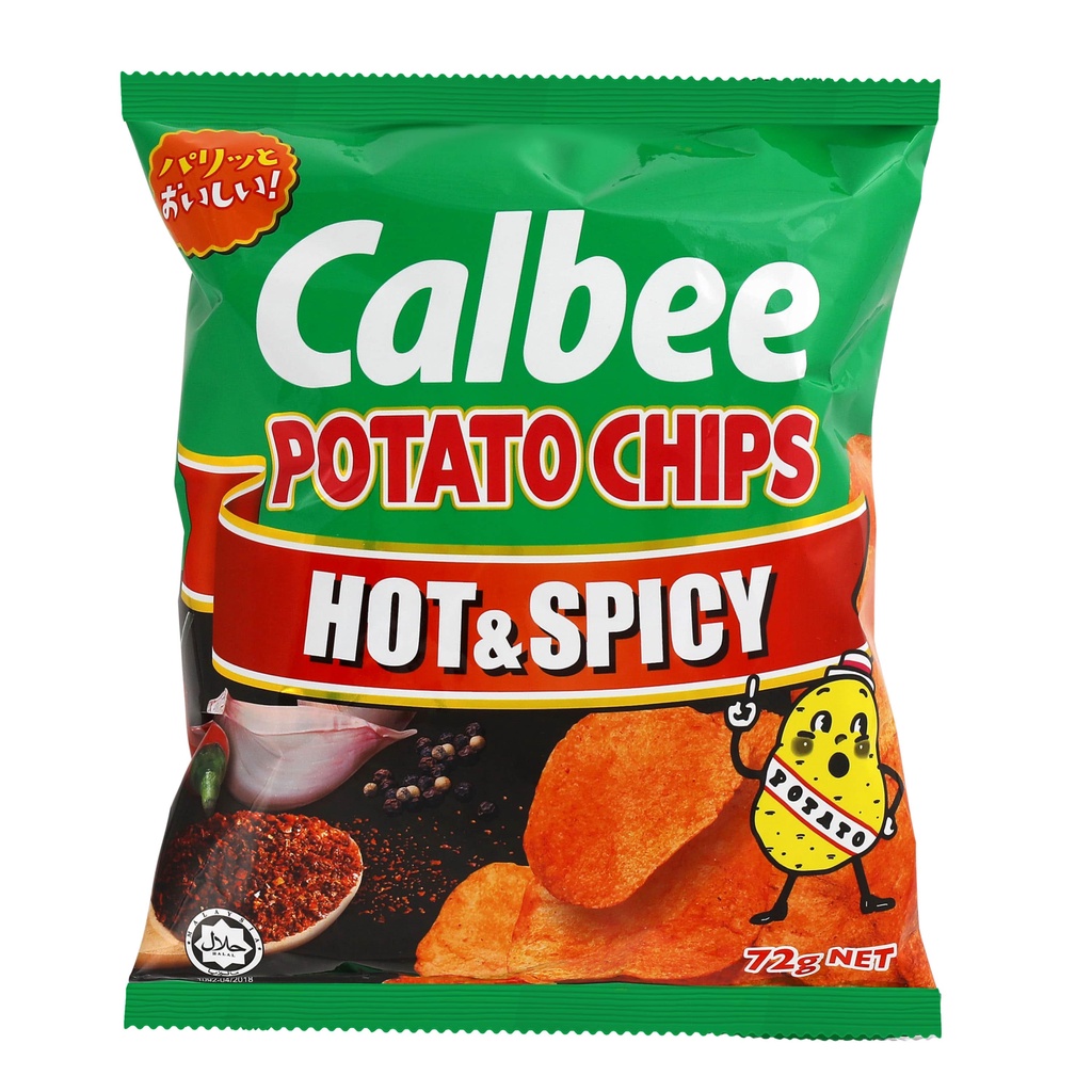 Calbee Potato Chips Hot & Spicy, 72g [Japanese] (Halal) Shopee Singapore