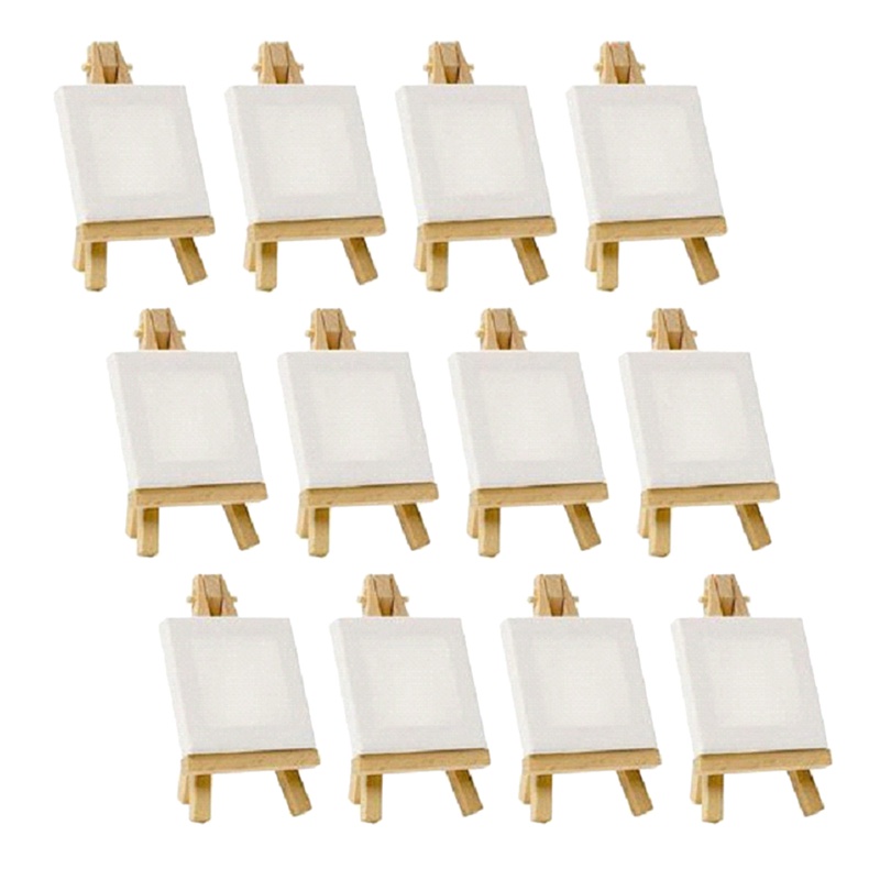 12Pcs Artists Mini Easel +3 Inch X3 Inch Mini Canvas Set Painting Kids ...