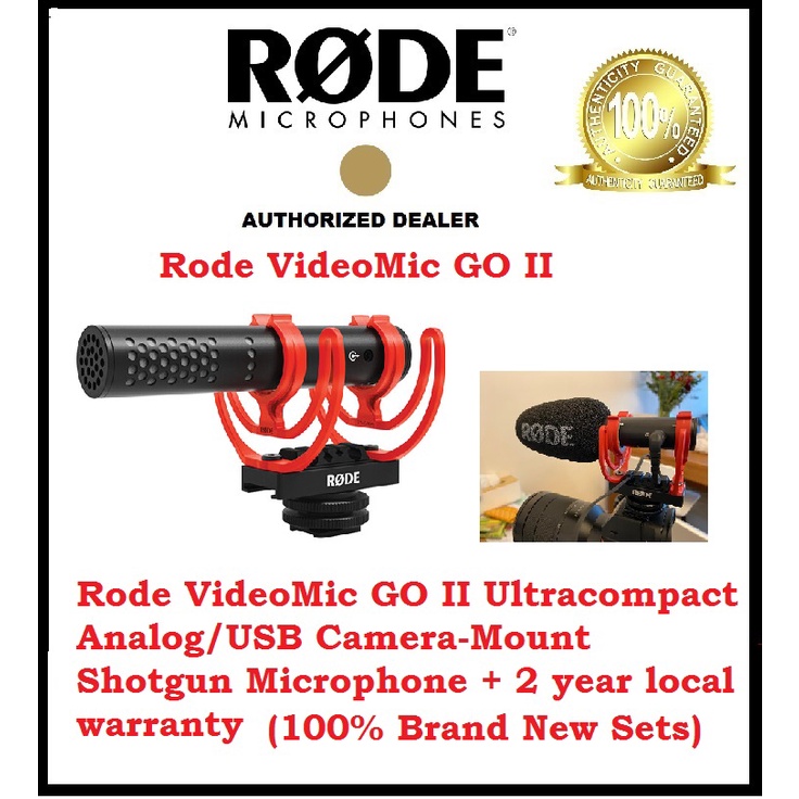 Rode VideoMic GO II Ultracompact Analog/USB Camera-Mount Shotgun Micro 