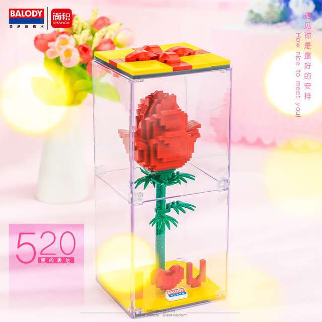 Building Blocks Rose Flower I Love You For Lover Present Birthday ...