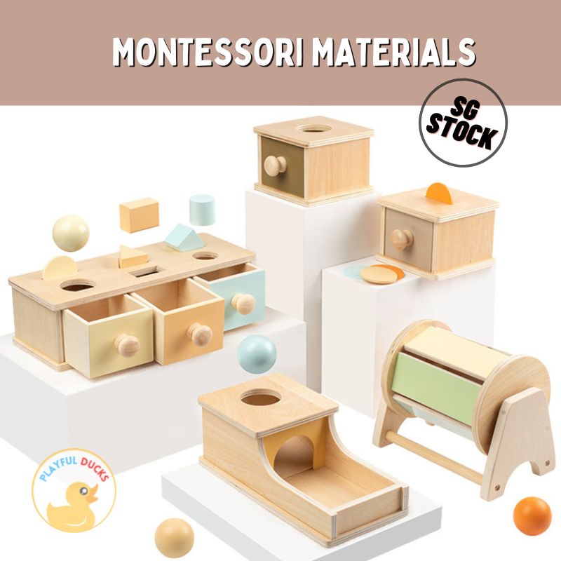 [Ready Stock] Montessori Materials | Object Permanence Box (Coin and Ball) | Baby Drum