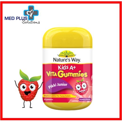 Nature’s Way Kids A+ Vita Gummies Pikki Junior Raspberry Flavoured 