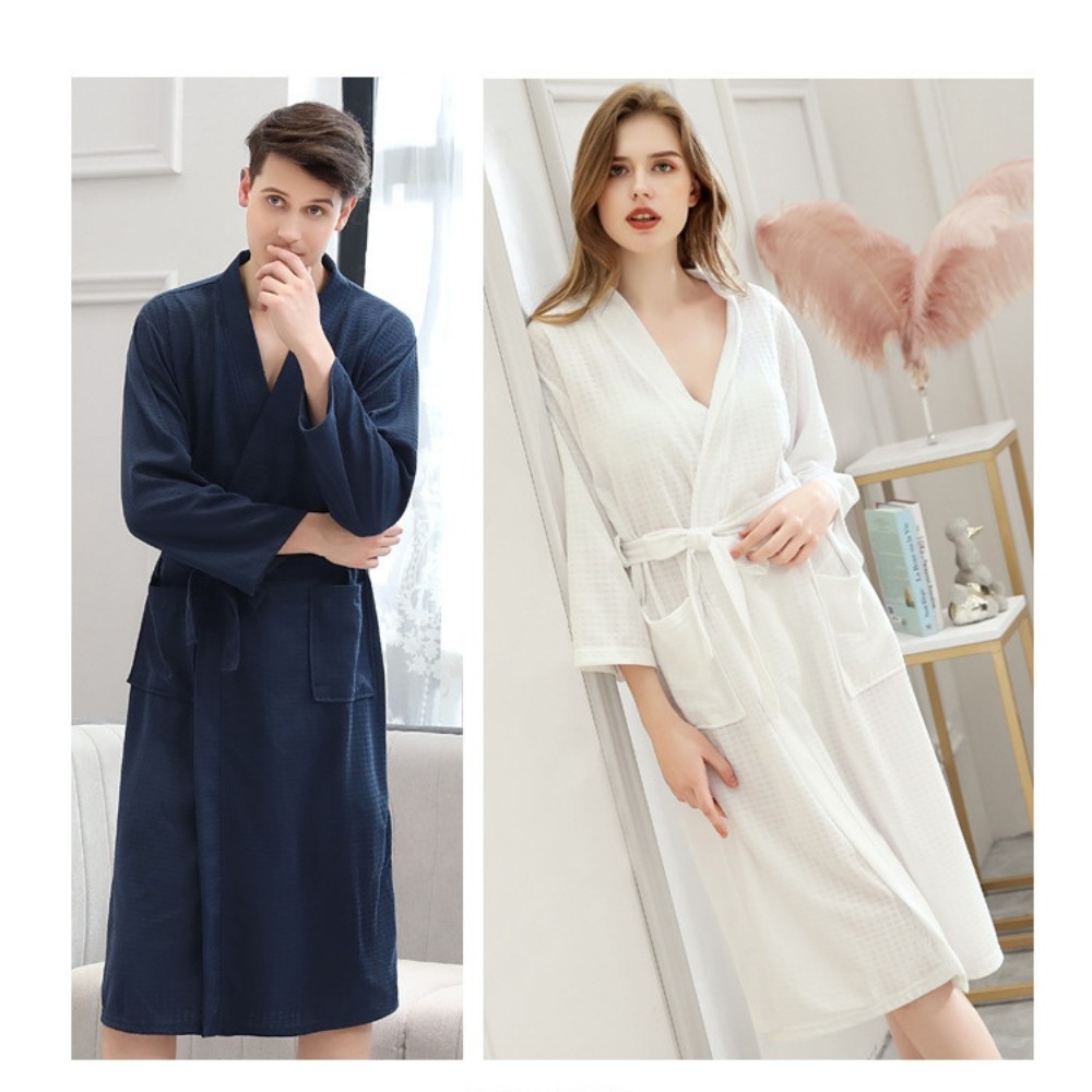 【SG】Waffle Kimono Lightweight Bathrobe Classic Bath Robe Long SPA ...