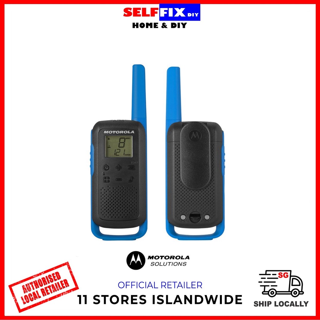 Motorola T62 WalkieTalkies Twin Pack (Blue) Up To 8Km Range / 16