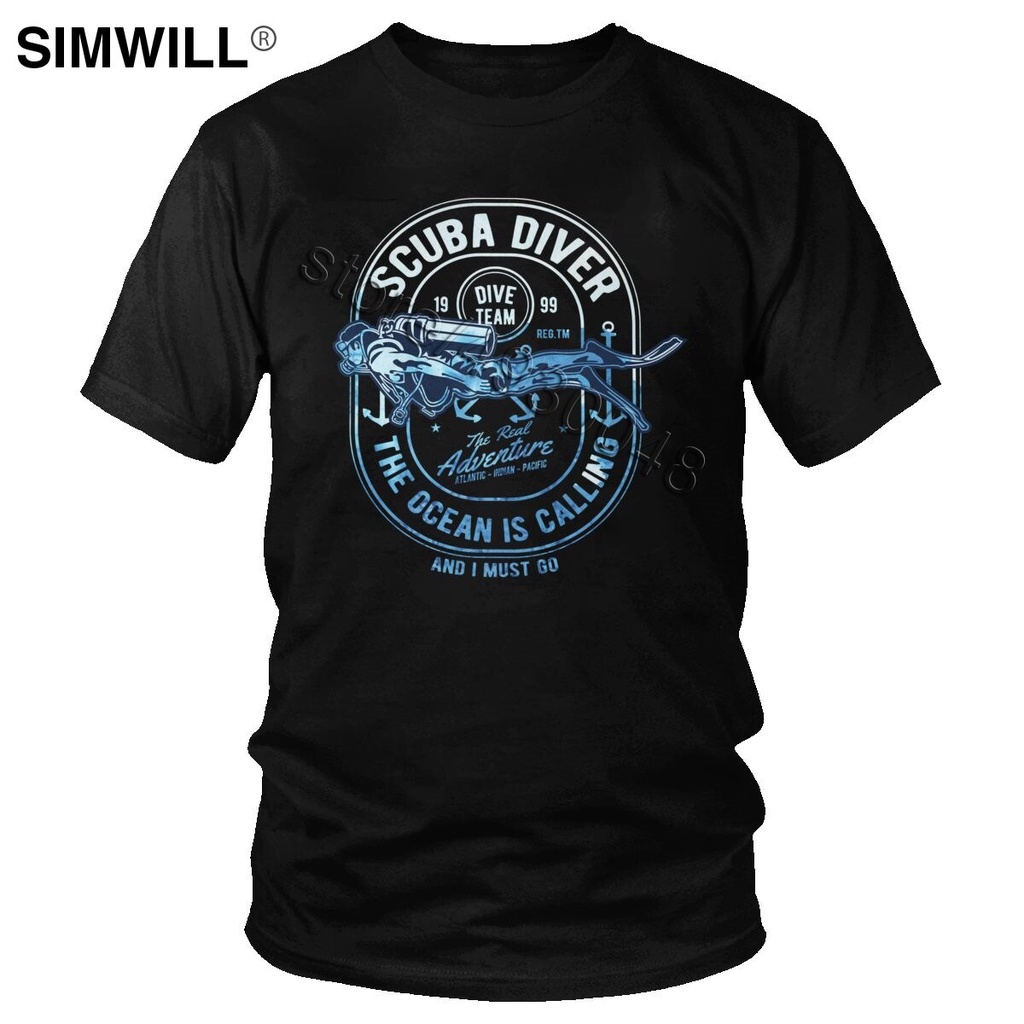 Cotton T Men Scuba Diver Ttee Short Sleeves Streetwear Leisure Tee Diving Lover Gift Clothing tee