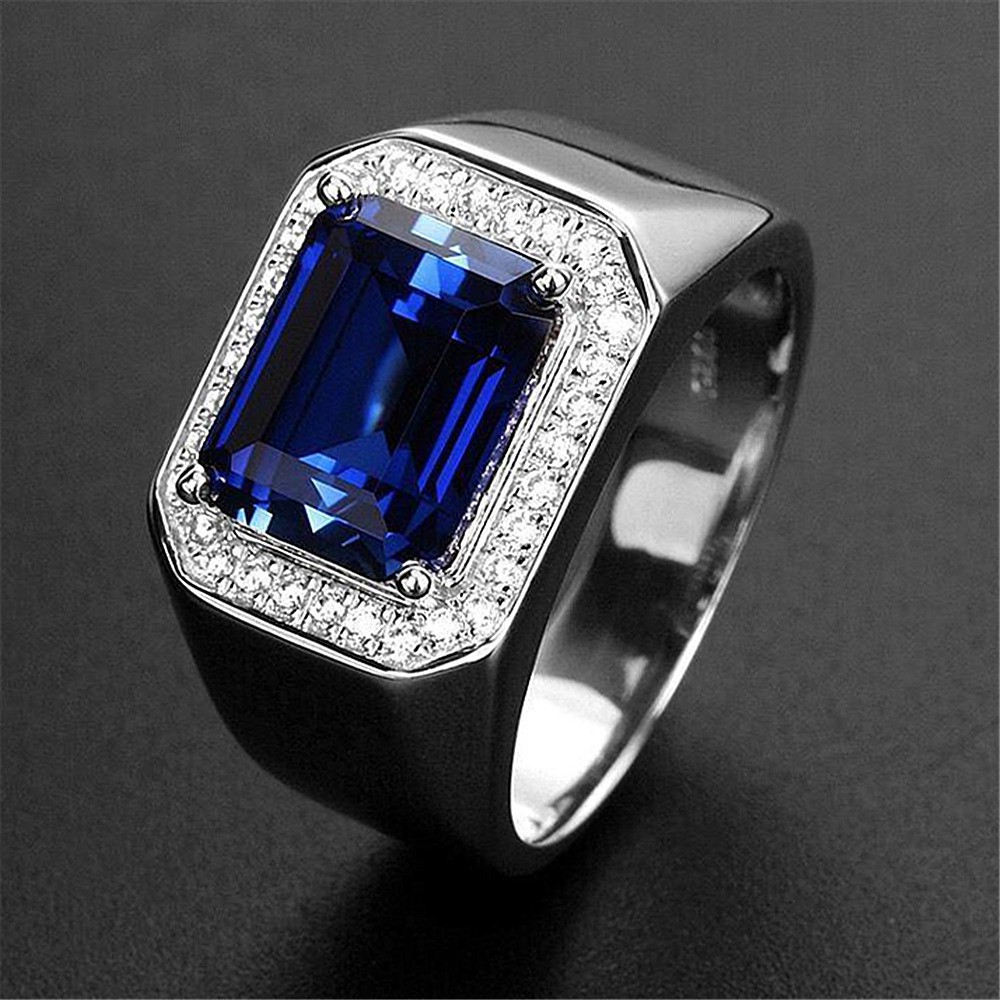 Mens blue sapphire 2025 wedding band