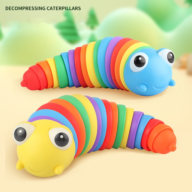 Fashion Kawaii Transform Big Eye Caterpillar Slug Decompression Toys Anti-Stress Relieve Squeeze Children Sensory Toy for Kids