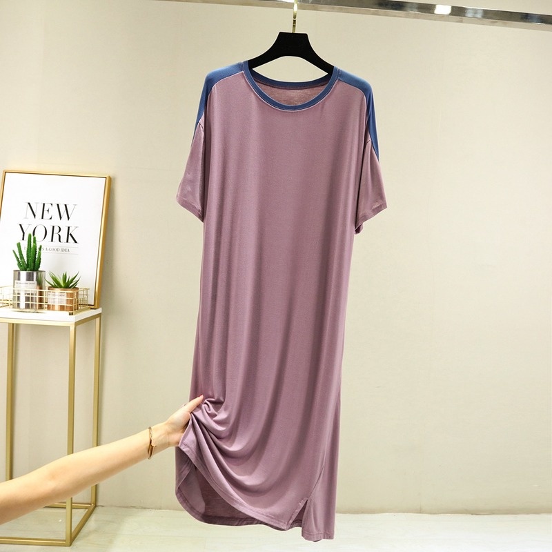 Ready Stock Women Modal Cotton Dresses Plus Plain Dress Loose Lounge wear Short Sleeves Casual Summer Sleepwear 40 75kg Shopee Singapore