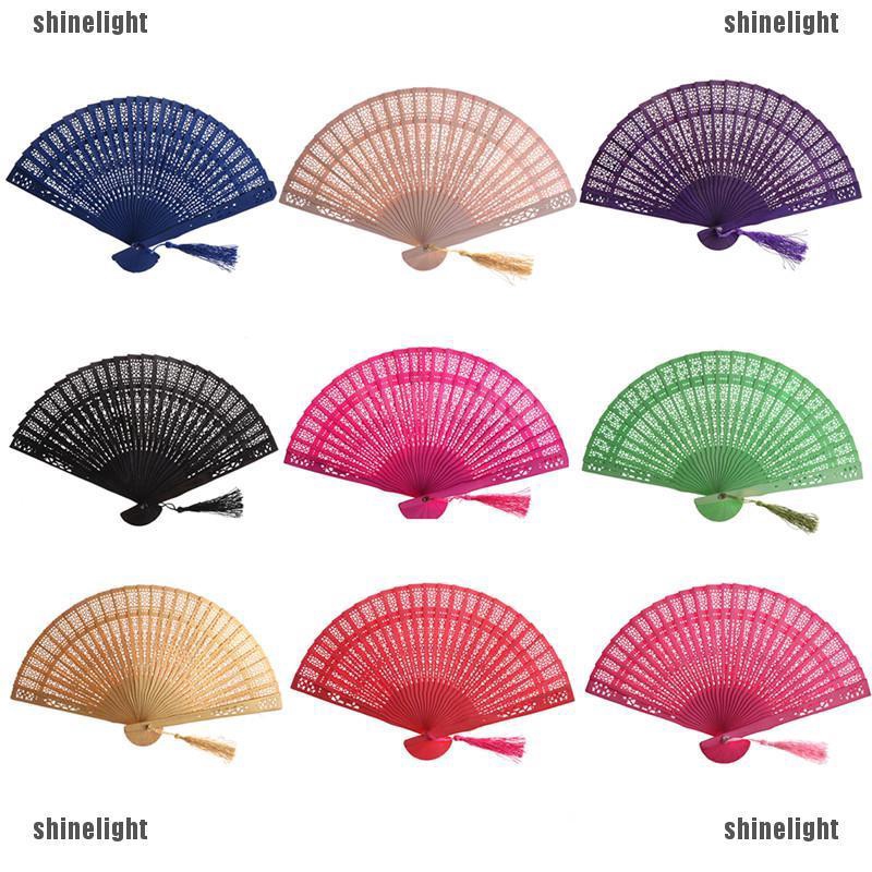 『SH』 Fashion Wedding Hand Fragrant Party Carved Bamboo Folding Fan ...