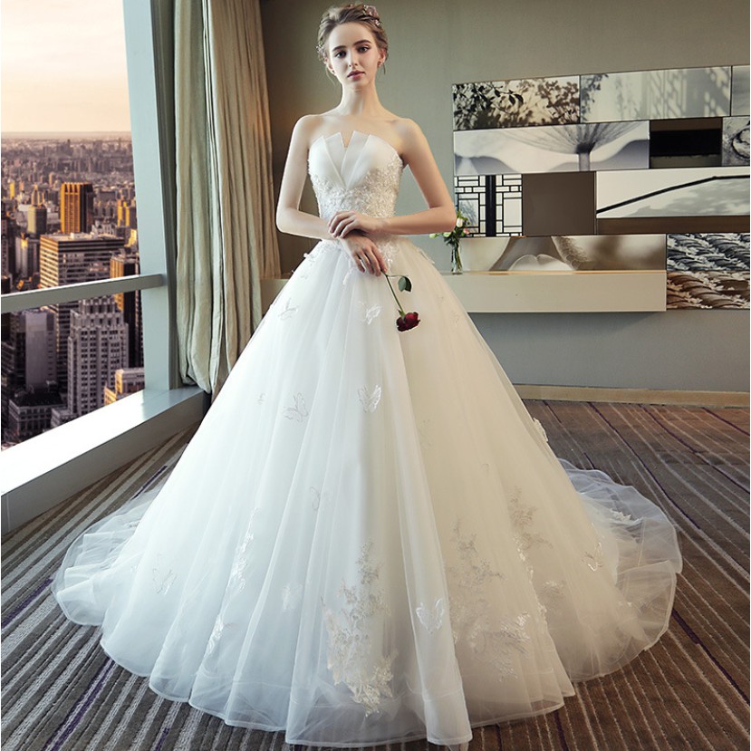 White wedding dress hot sale off shoulder