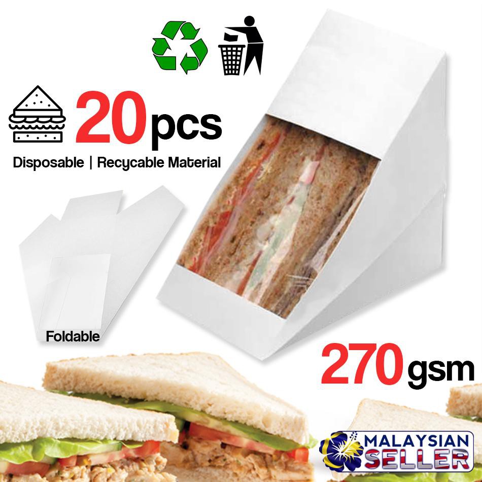 ELT [ 20pcs / 1 pack ] Sandwich Wedge Box with Window [ 270gsm ...