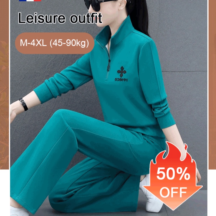 ? Standing collar long-sleeved sports casual suit for women Sportswear two-piece