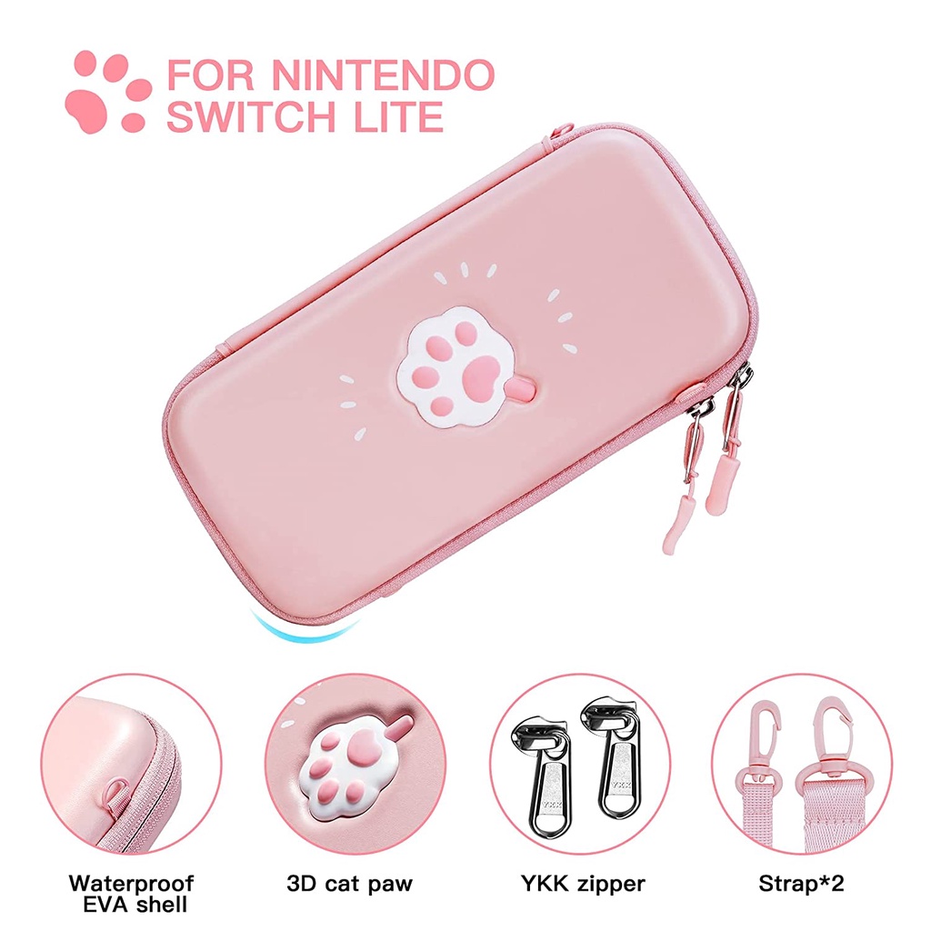 Pink Carrying Bag Case for Nintendo Switch Lite with Crystal Clear