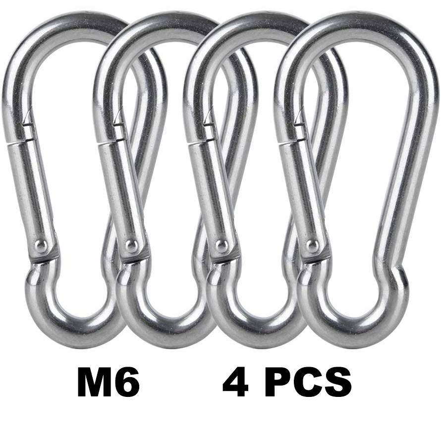Stainless Steel Carabiner Spring Snap Hook - 304 Stainless Steel Heavy Duty  Clips, Set of 4