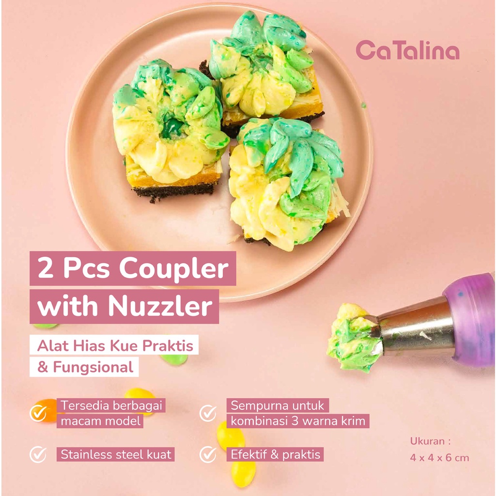 CaTalina Alat Dekorator Kue Coupler with Nuzzle 2 Pcs