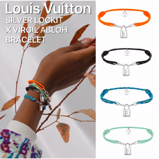 Pre-owned Louis Vuitton Silver Lockit X Virgil Abloh Cord Titanium Bracelet